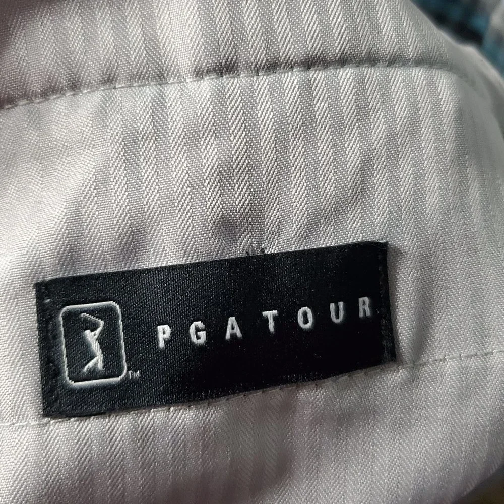 PGA Tour Apparel Gray Plaid Golf Shorts with Expandable Active Waistband